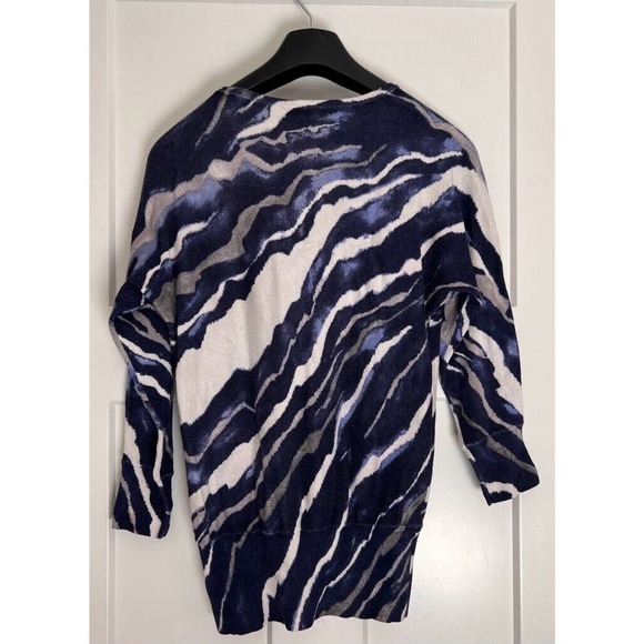 Chicos Womens Tunic Sweater Blue Stripe Long Sleeve Scoop Neck Pullover S - Picture 2 of 9